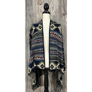 Ruff Hewn Southwest Aztec Open Front Cardigan Sweater Cozy Cabincore MED